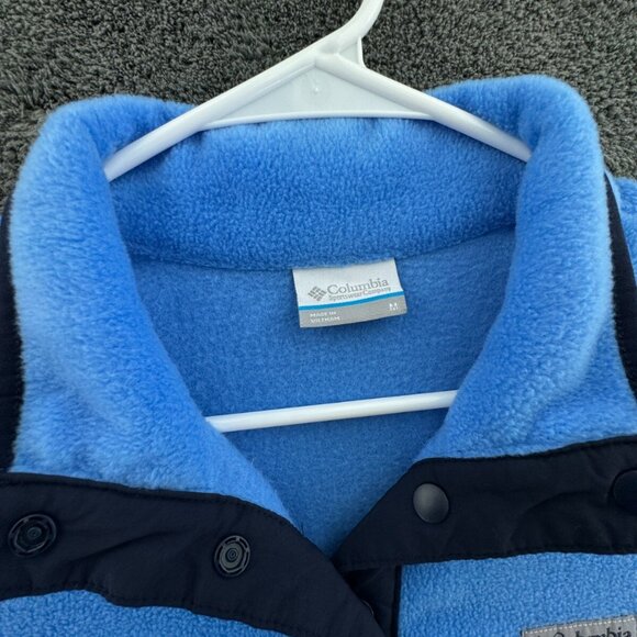 Columbia Blue Fleece Pullover Top Women Medium Long Sleeve 1/4 Snap Adult Soft - Picture 6 of 11